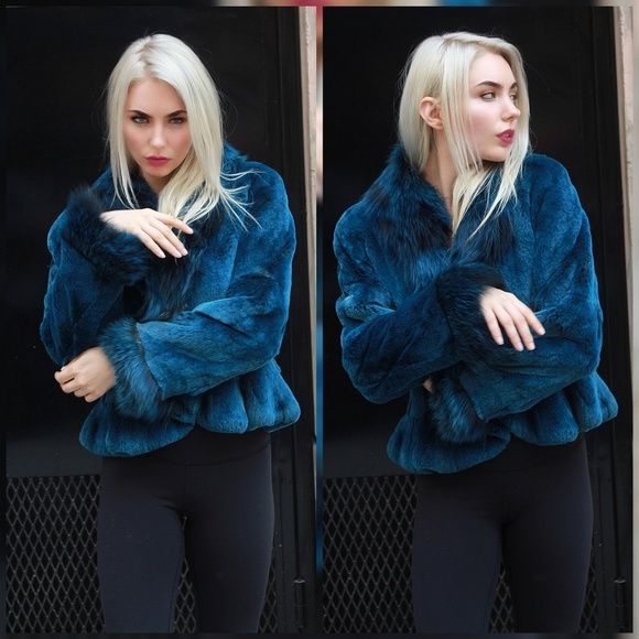SALE Sexy Blue Rex Rabbit Jacket - Picture 3 of 3